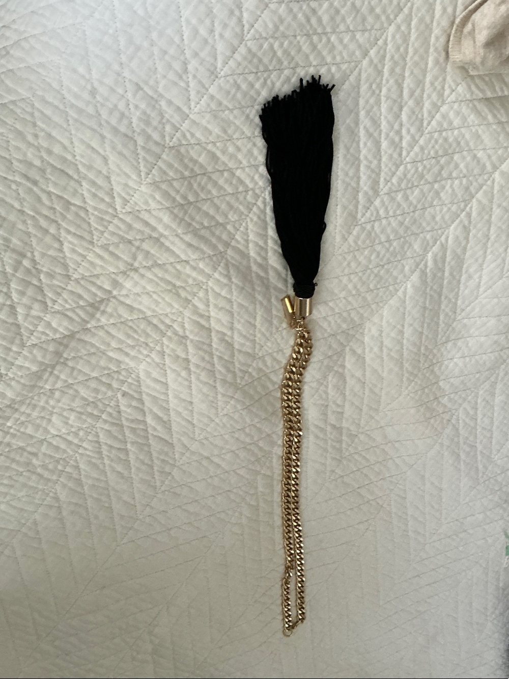 Marc Jacobs Black Tassel Necklace with Gold Chain